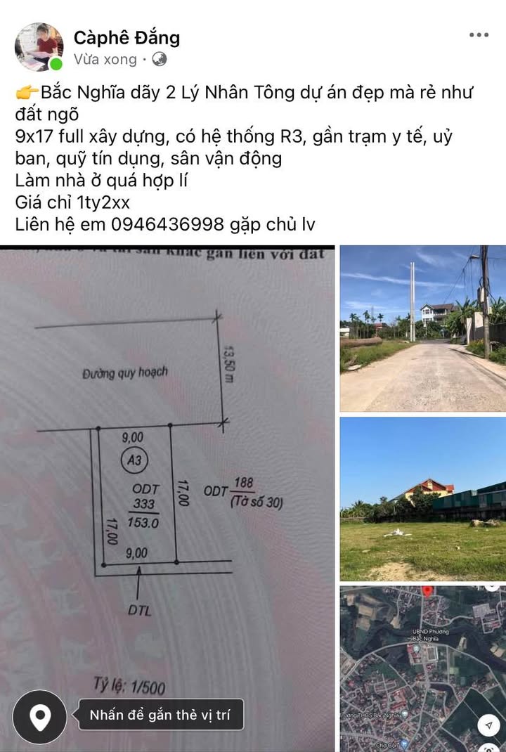 Đất nền Bắc Nghĩa, Đồng Hới 153m² - Xây dựng tự do, giá tốt!