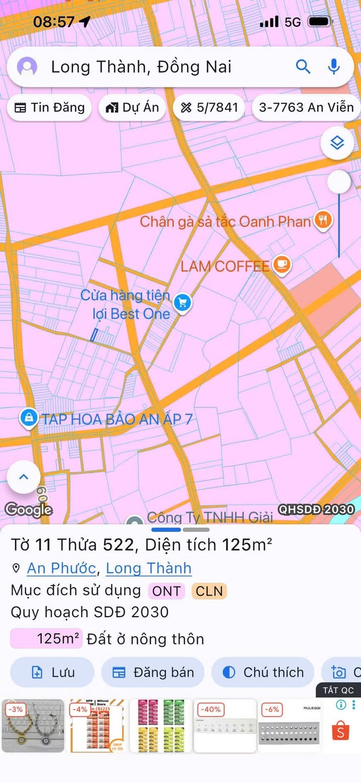 Bán Đất Thổ Cư 125m² Long Thành, Đồng Nai - Sổ Riêng, Xây Tự Do