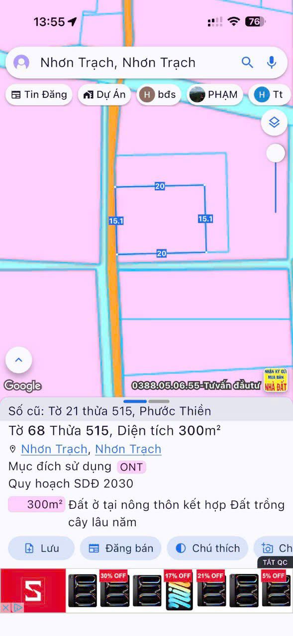 Đất Nền 300m² Phước Thiền, Nhơn Trạch - Sổ Đỏ Vuông Vắn, Giá Tốt