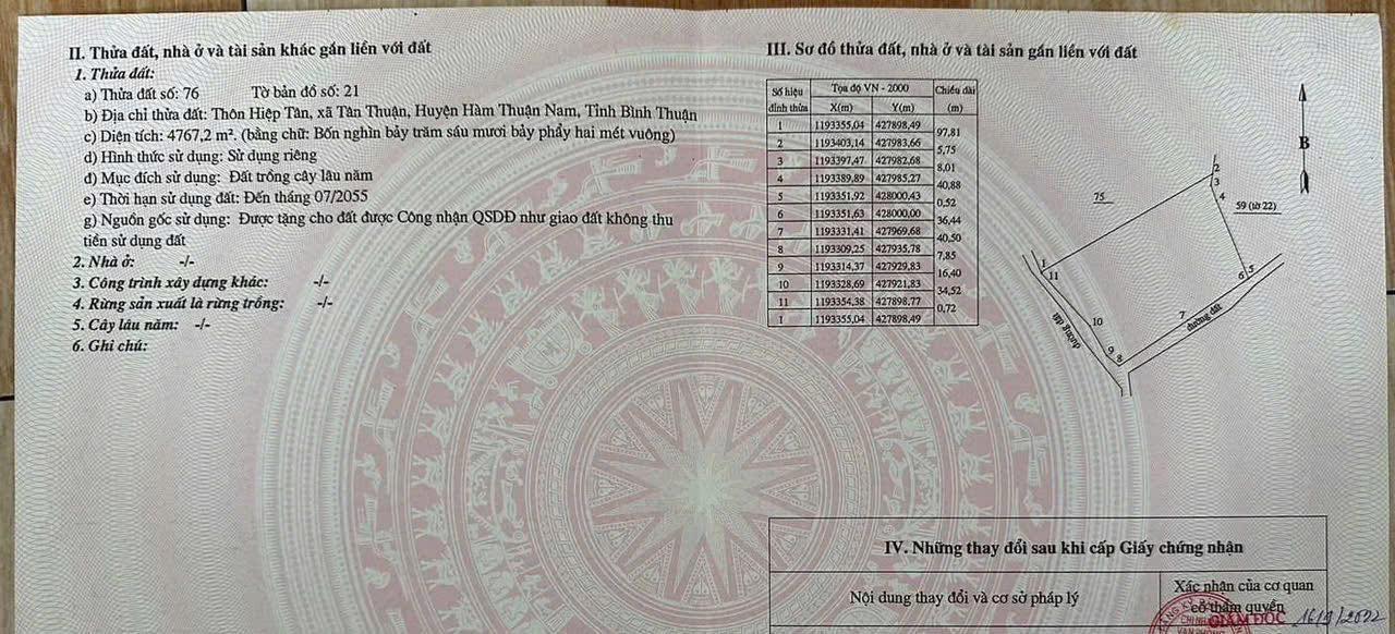 Đất nền Hàm Thuận Nam 4767m² - Tiềm năng tăng giá vượt trội!