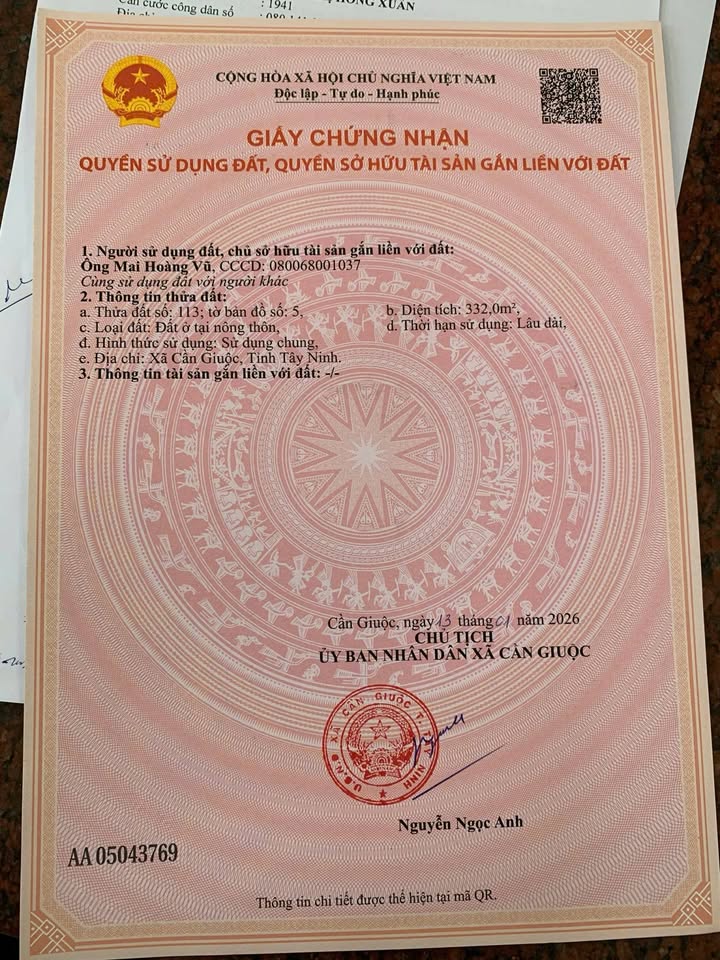 Đất thổ 332m² mặt tiền QL50, Cần Giuộc - Giá 25 tỷ, đối diện Tượng đài