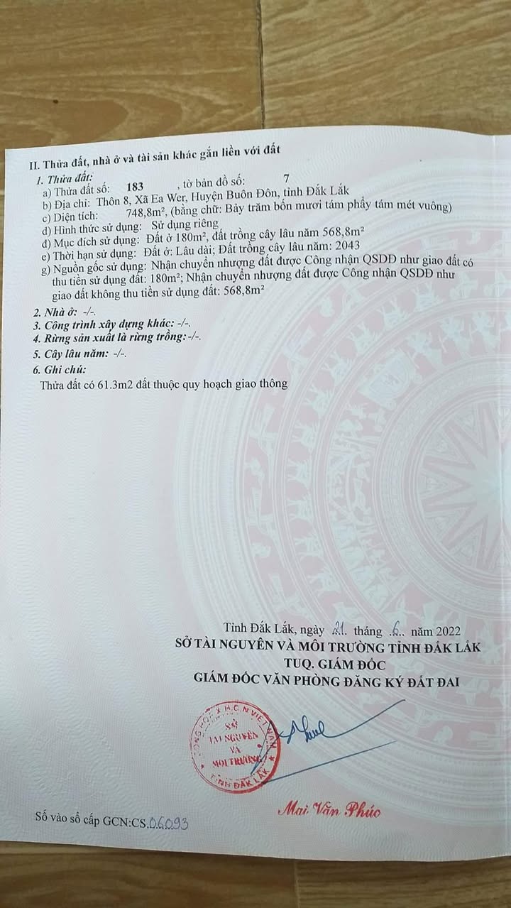 Đất nền Ea Wer 180m² - Sổ đỏ chính chủ, Giá đầu tư hấp dẫn!