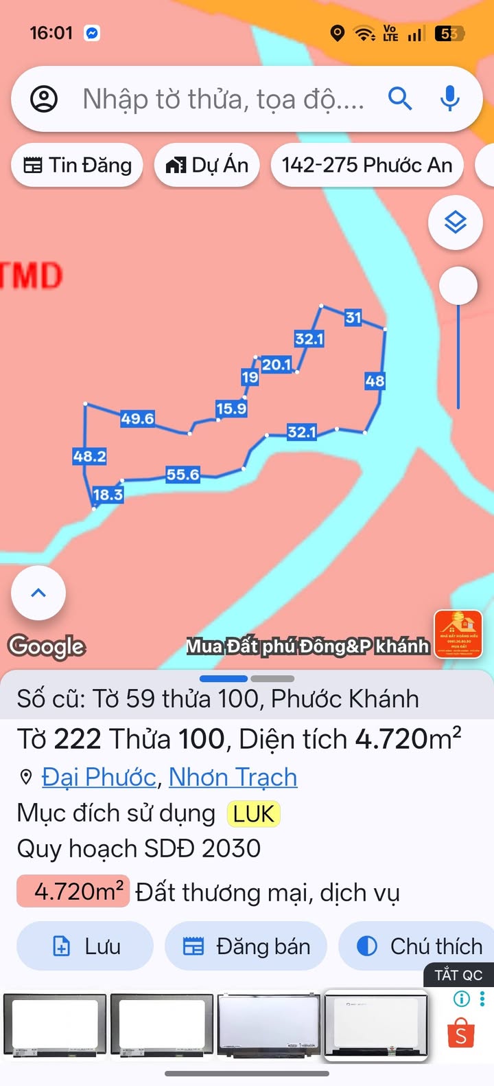 Đất nền Phước Khánh Nhơn Trạch 4720m² - Sổ đỏ chính chủ