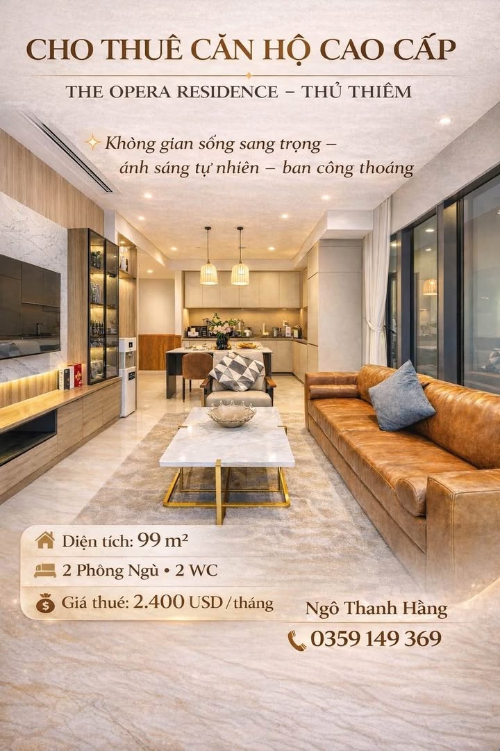 Căn hộ The Opera Residence Thủ Đức 99m² - View sông, bàn giao ngay!
