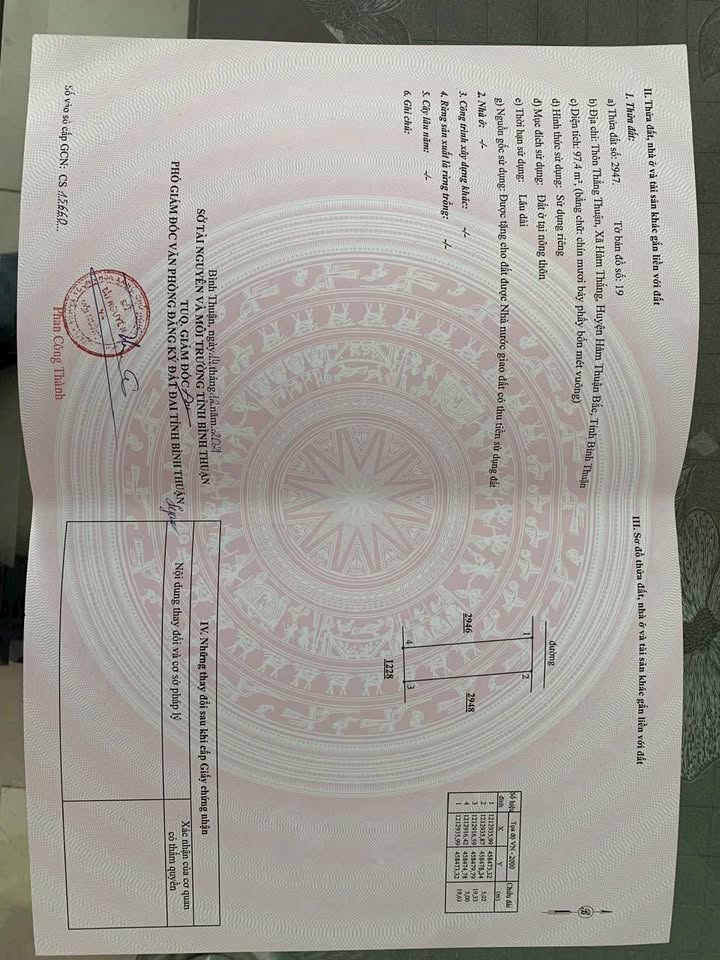 Đất Thổ Cư Hàm Thắng 97.4m² 2 Mặt Tiền - Giá 850 Triệu