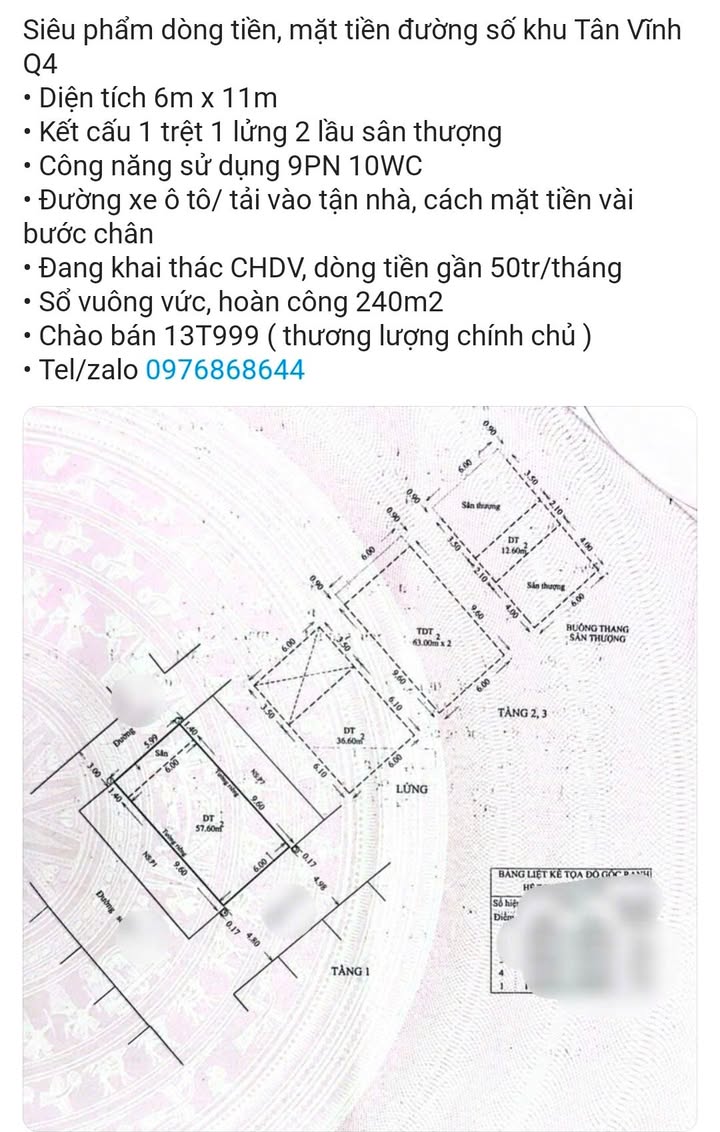 Nhà Mặt Tiền Kinh Doanh 66m², P.4, Q.Tân Bình - Dòng Tiền 50tr/tháng