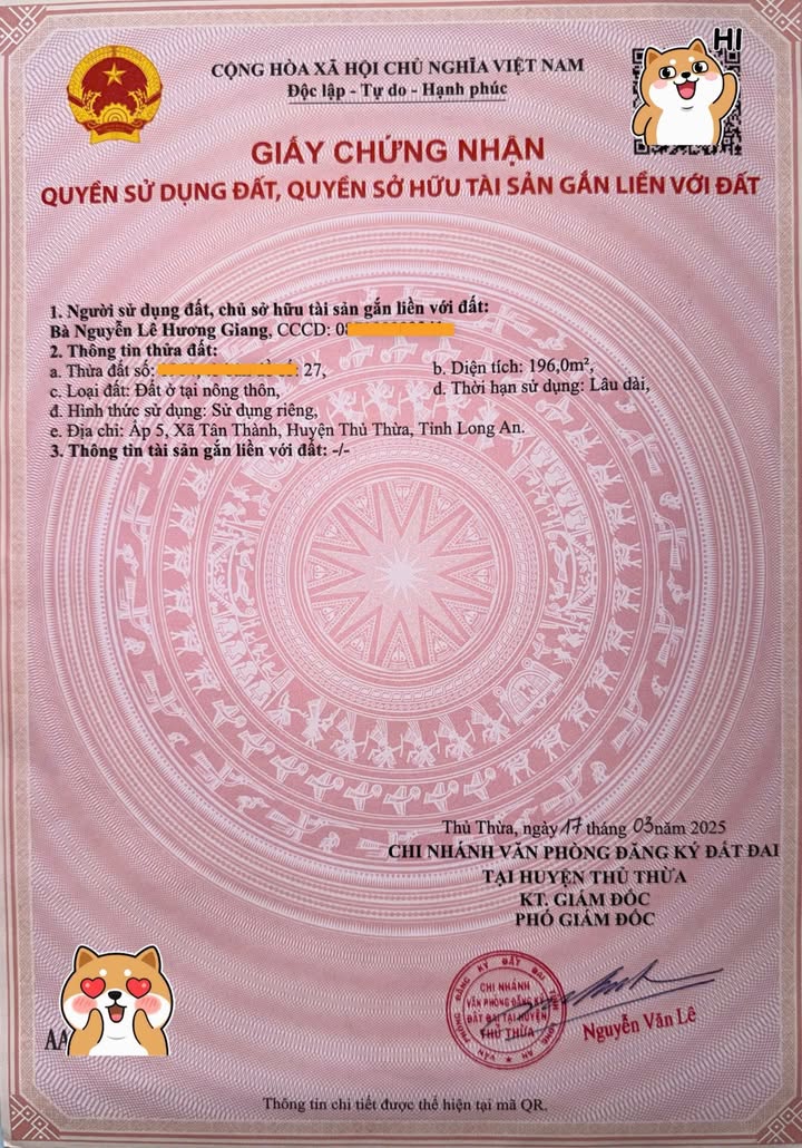 Đất Nền 1000m² - Sổ Đỏ Chính Chủ - Thủ Thừa, Long An - Giá Đầu Tư 2 Tỷ