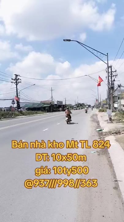 Kho Xưởng Mặt Tiền TL 824 Đức Hòa 500m² Sổ Hồng Riêng - Kinh Doanh Đa Ngành