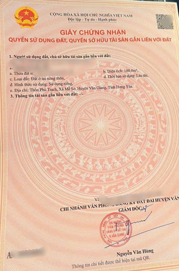 Đất nền Phú Trạch Văn Giang 100m² - Sổ đỏ chính chủ