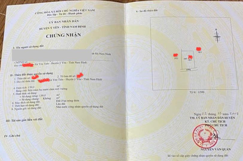 Đất nền Ý Yên 139m² - Sổ đỏ chính chủ, đường to ô tô!