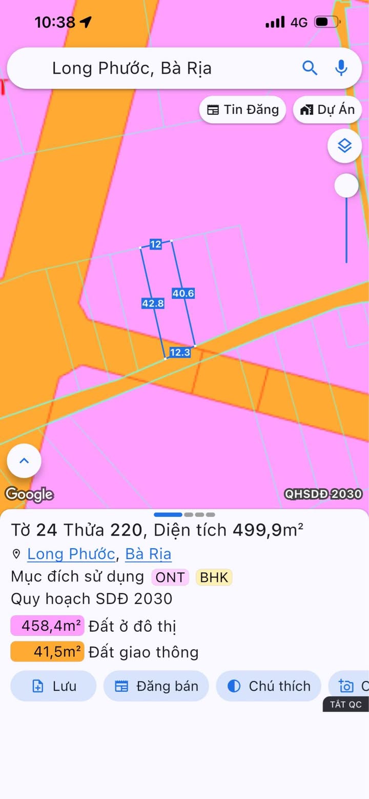 Đất nền 500m² Phường Long Tâm, TP Bà Rịa - Sổ đỏ chính chủ, giá tốt!