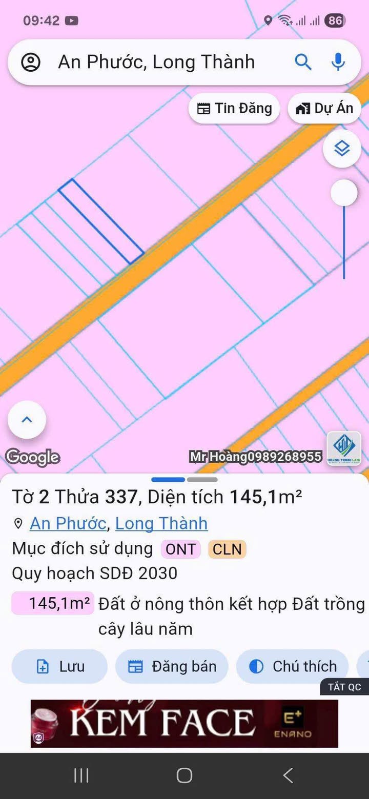 Đất nền 145m² sổ riêng, Ấp 8 An Phước - Kinh doanh tốt, giá 1.7 tỷ