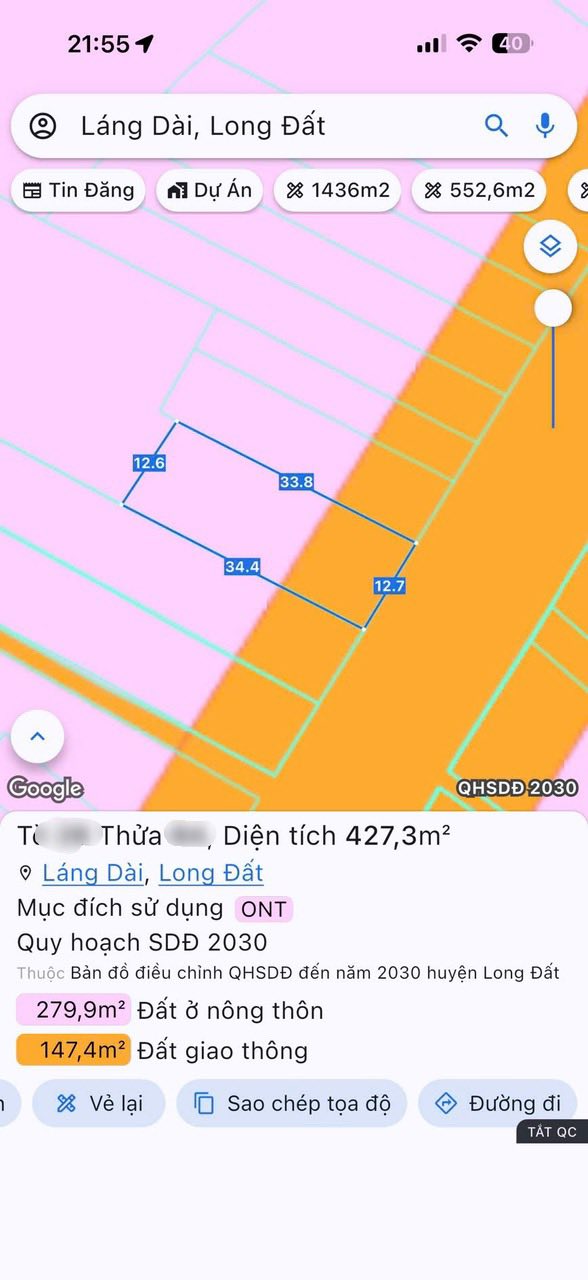 Mặt Tiền QL55 Đất Đỏ 427m² - Kinh Doanh/Đầu Tư Giá 6.5 Tỷ