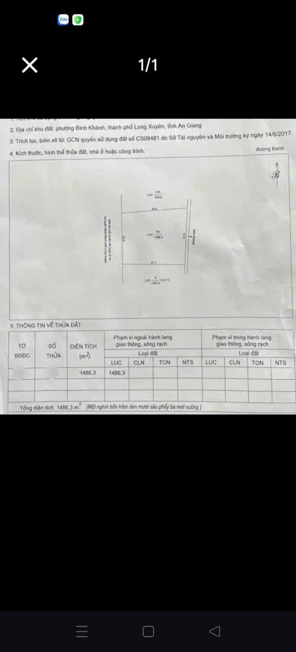 Đất nền Long Xuyên 1486m² - Tiềm năng tăng giá vượt trội!