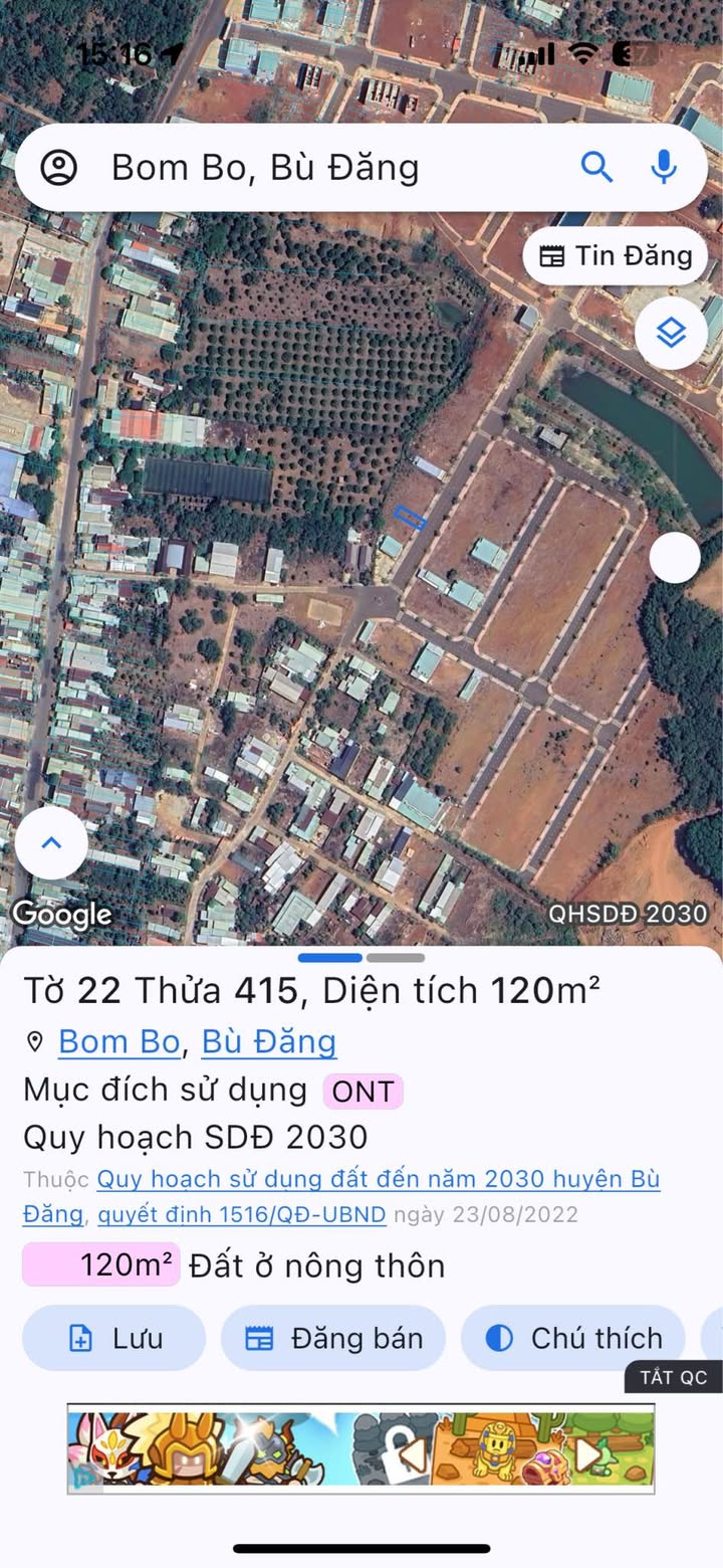 Đất nền Bom Bo, Bù Đăng 120m² - Sổ đỏ chính chủ, tiềm năng tăng giá!