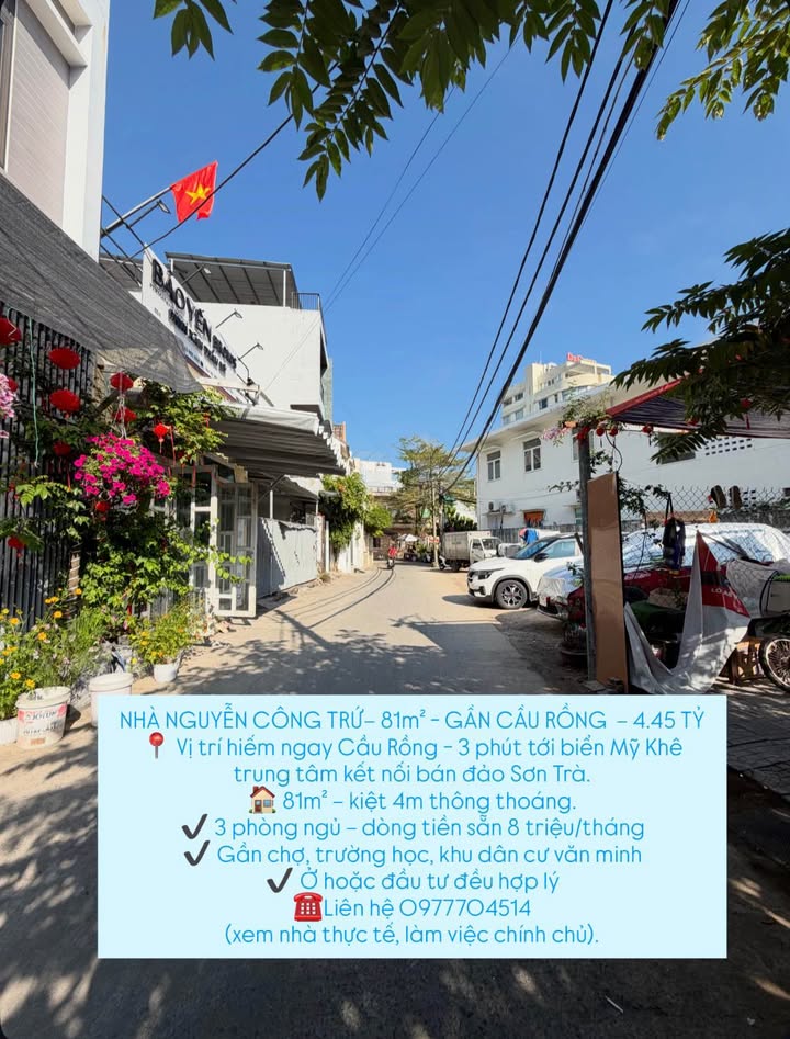 Nhà 81m² Nguyễn Công Trứ, Sơn Trà - 4.45 Tỷ, 3PN, Sẵn Dòng Tiền 8 Triệu/Tháng