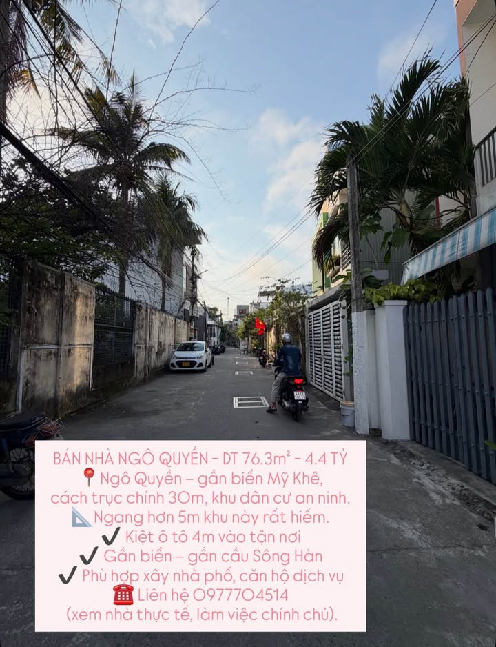 Nhà Ngô Quyền Đà Nẵng 76m² – Ô tô vào tận nhà, giá 4.4 tỷ!