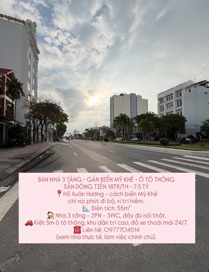 Nhà 3 Tầng Mặt Tiền Hồ Xuân Hương, Đà Nẵng - 55m² Giá 7.5 Tỷ