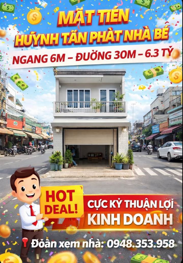 Nhà Mặt Tiền Huỳnh Tấn Phát Nhà Bè 73m² Giá 6.3 Tỷ - Kinh Doanh Sầm Uất
