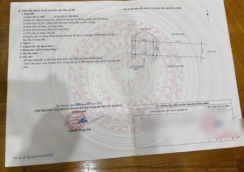 Đất nền góc đẹp - Tổ 8, An Dương, Hải Phòng - 45.6m² - 1.4 tỷ