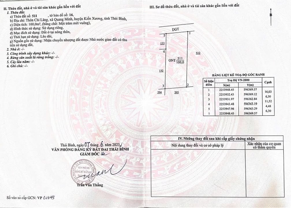 Đất nền 100m² Quang Minh, Kiến Xương - Sẵn sổ, giá 5xx triệu