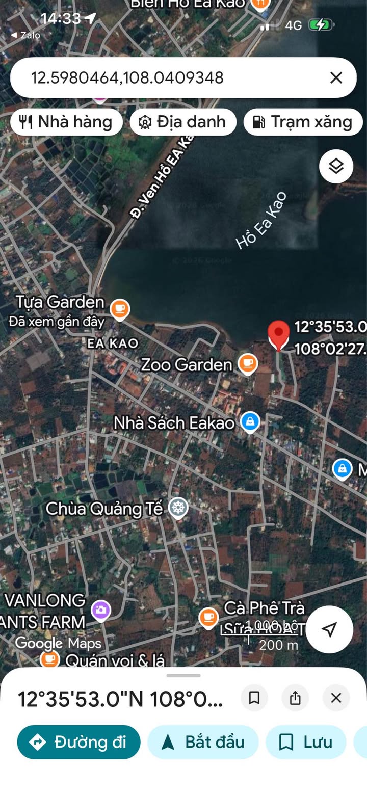 Đất Nền View Hồ Eakao, Phú Yên - 10800m² Giá Đầu Tư 2.2 Tỷ/Sào