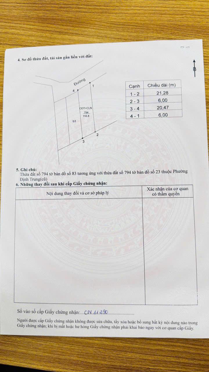 Đất nền Vĩnh Yên 116m² - Mặt tiền 6m vuông đẹp, giá 1.9 tỷ