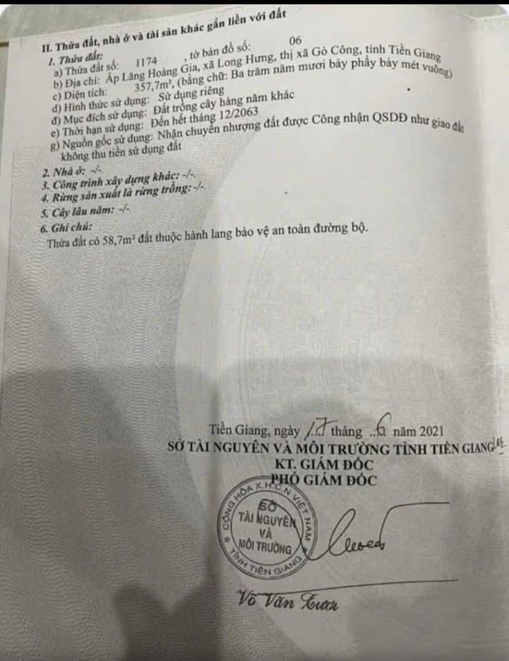 Đất Nền Tiền Giang: 357.7m² Hướng Đông Sổ Hồng Thổ Cư Full - Giá 3.5 Tỷ