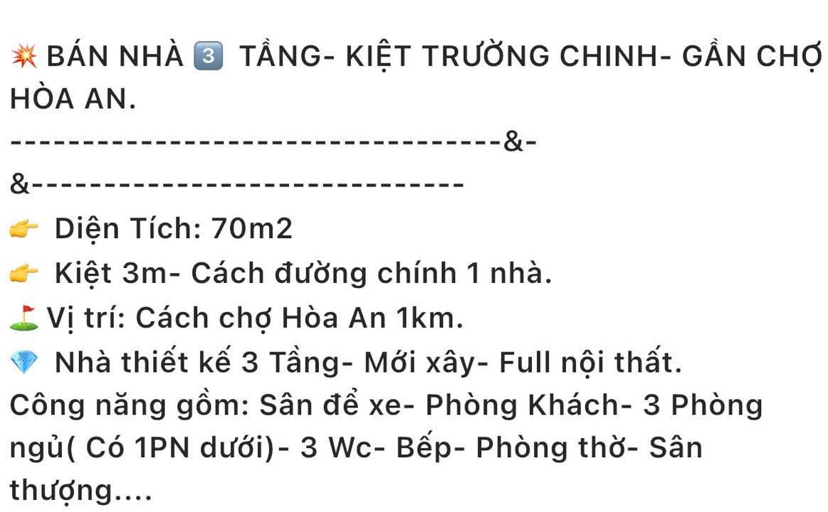 Nhà riêng Trường Chinh Đà Nẵng 70m² - Chính chủ bán!
