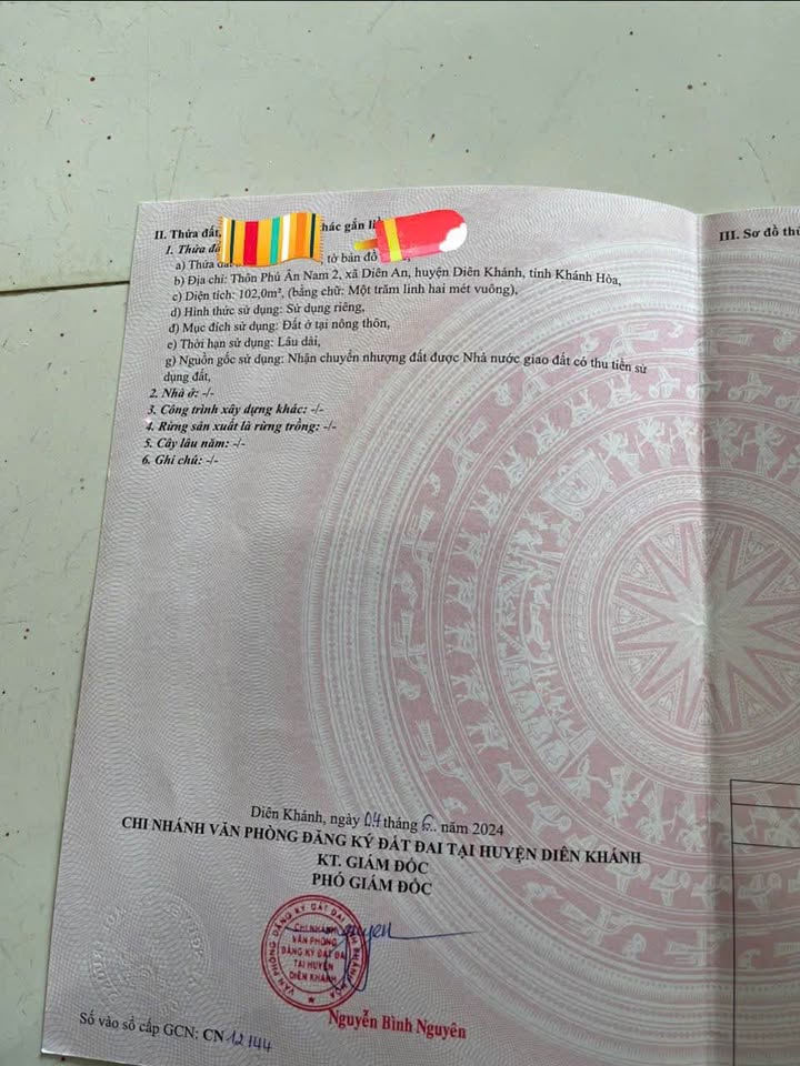 Đất nền Diên An Phú Ân Nam 2 102m² 3,3 tỷ Sổ hồng sẵn