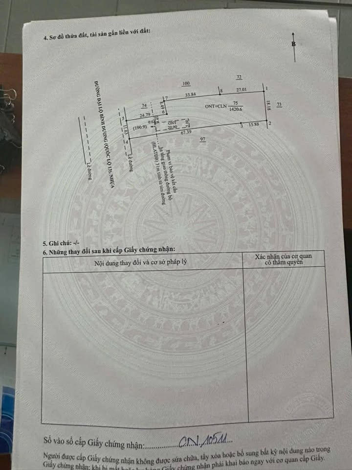 Đất Mặt Tiền QL13 Bàu Bàng 1400m², Sổ Hồng Thổ Cư, Giá Tốt