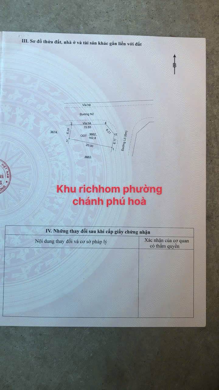 Đất Nền Richhom Bến Cát 163m² - Thổ Cư 100% - Sổ Đỏ Sẵn Sàng