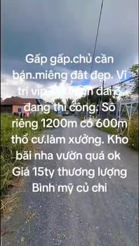 Đất Củ Chi 1200m² Sổ Riêng - Gần Vành Đai 3, Giá 15 Tỷ