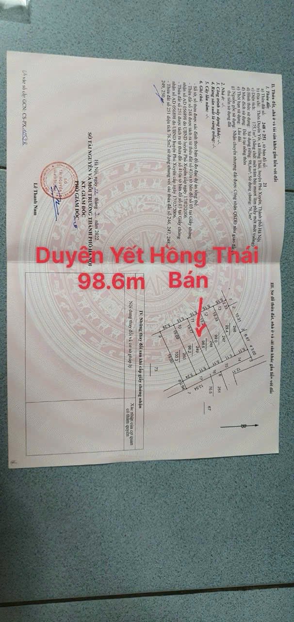 Đất nền Duyên Yết, Phú Xuyên 99m² giá 1.832 tỷ - Sổ đỏ chính chủ, ô tô vào tận đất!