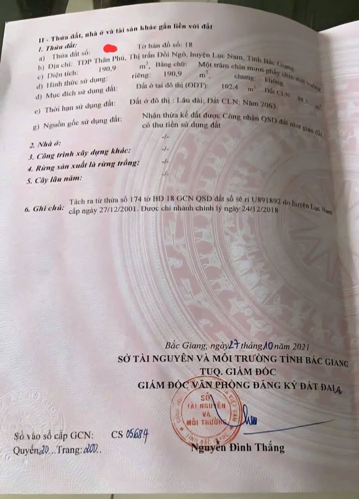 Đất nền Lục Nam, Bắc Giang 190m² - Cơ hội đầu tư 1 tỷ