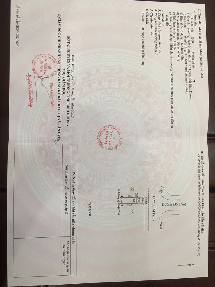 Bán Đất Tân Uyên 64m² Thổ Cư Full - Giá 1.2 Tỷ Hướng Bắc