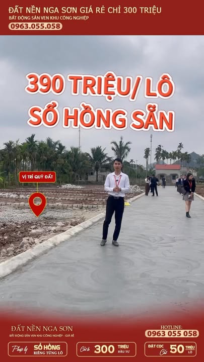 Đất Thổ Cư Nga Sơn, Thanh Hóa - 110m² Sổ Đỏ, Giá 390 Triệu