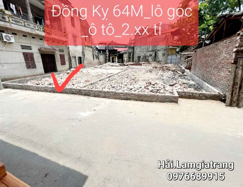 Đất nền lô góc Đồng Kỳ, Yên Thế 64m² - Đường to ô tô, tiềm năng tăng giá!