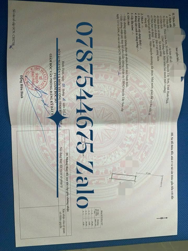 Đất nền Quốc lộ 19, Tây Sơn 120m² giá 1 tỷ - Sổ đỏ chính chủ