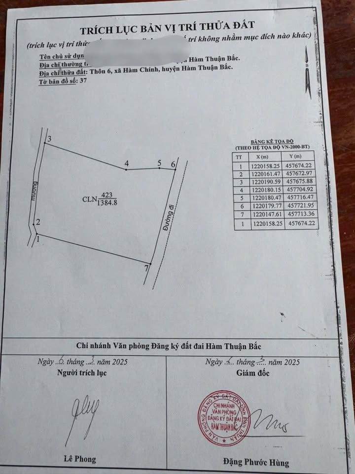 Bán đất Hàm Thuận Bắc 504m² - Sổ đỏ chính chủ, giá 440 triệu