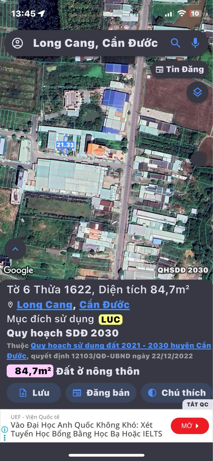 Đất nền Long Cang Cần Đước 85m² 1,15 tỷ - Sổ đỏ chính chủ