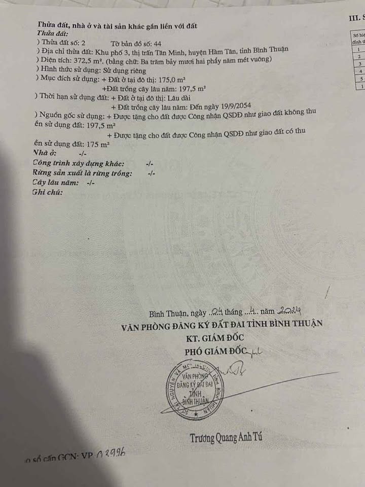 Đất nền QL 1A Hàm Tân 372.5m² giá 2.1 tỷ - Tiềm năng tăng giá vượt trội!