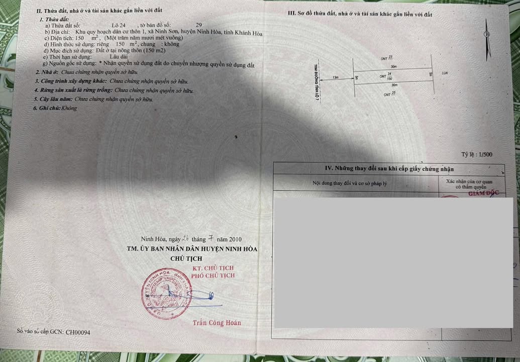 Đất Mặt Tiền Tỉnh Lộ 7 - Ninh Sơn, Ninh Hòa 150m² - 1.1 Tỷ