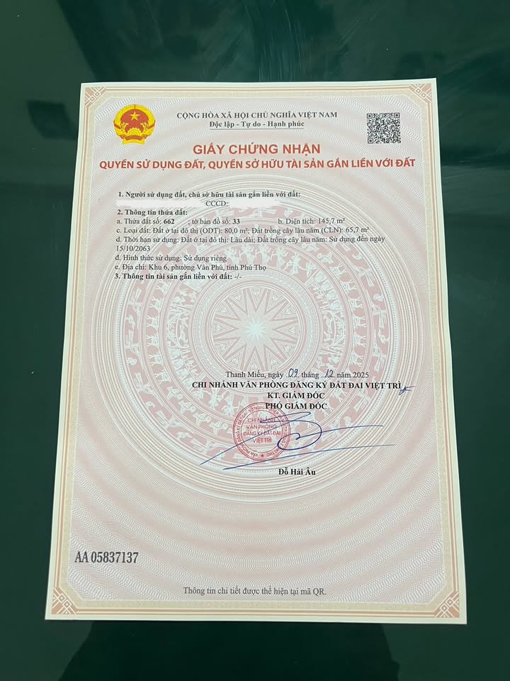 Đất nền Vân Phú, Việt Trì 145.7m² - Tiềm năng tăng giá vượt trội!