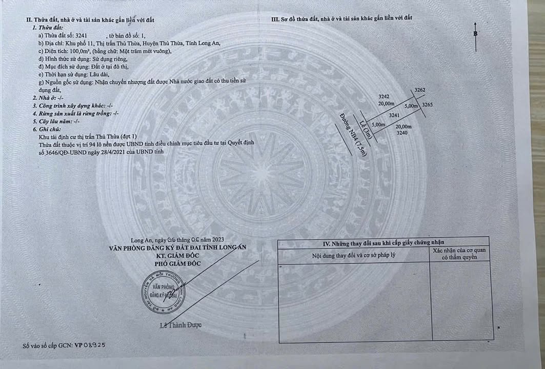 Đất nền KDC Trung Tâm Hành Chính Thủ Thừa 100m² - Tiềm năng tăng giá!