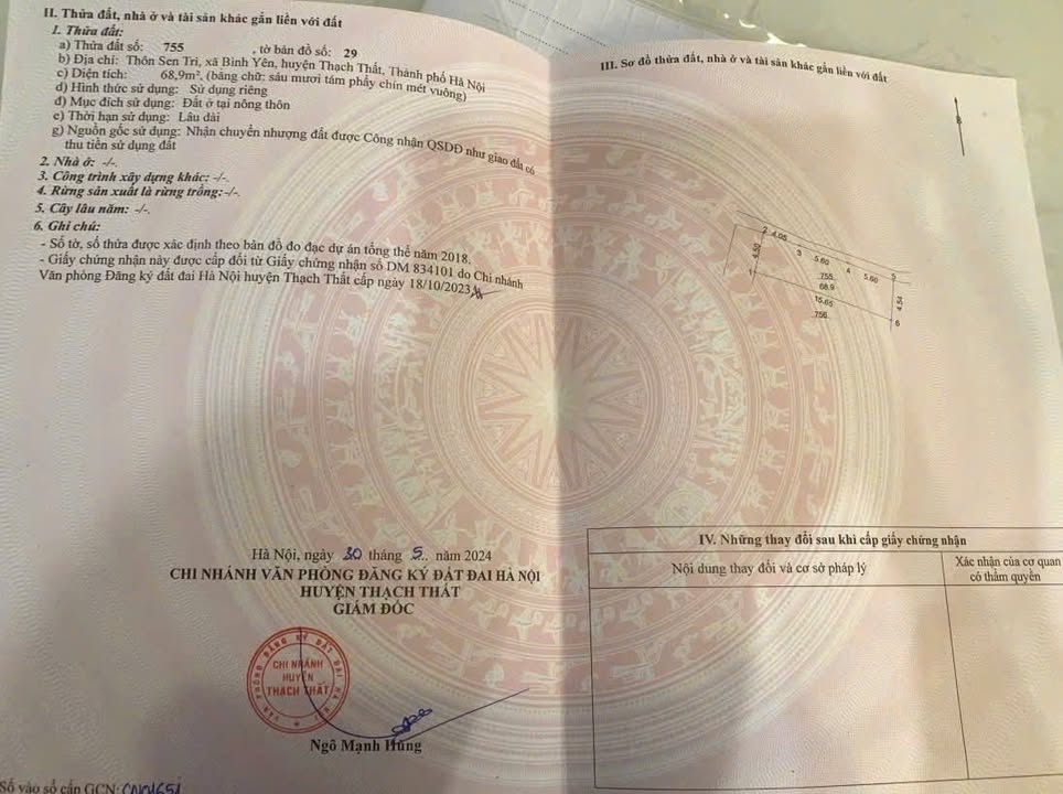 Đất Nền Sen Trì 68.9m² - Sổ Đỏ Vuông Vắn, Gần UBND Xã Hạ Bằng