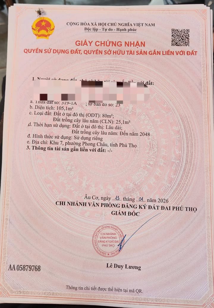 Đất nền Phú Thọ 106m² - Giá chỉ 6xx Triệu - Đầu tư sinh lời