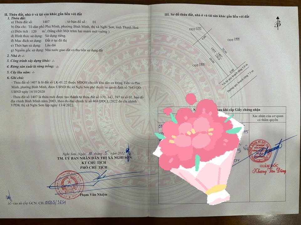 Đất nền 120m² Phường Bình Minh, Nghi Sơn - Sổ đỏ, Hướng Đông