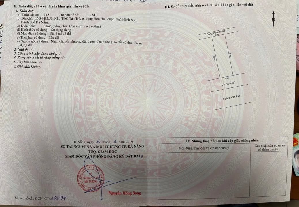 Đất nền Hải Châu 80m² - Mặt tiền Việt Bắc, Tân Trà - Giá 7 tỷ thương lượng