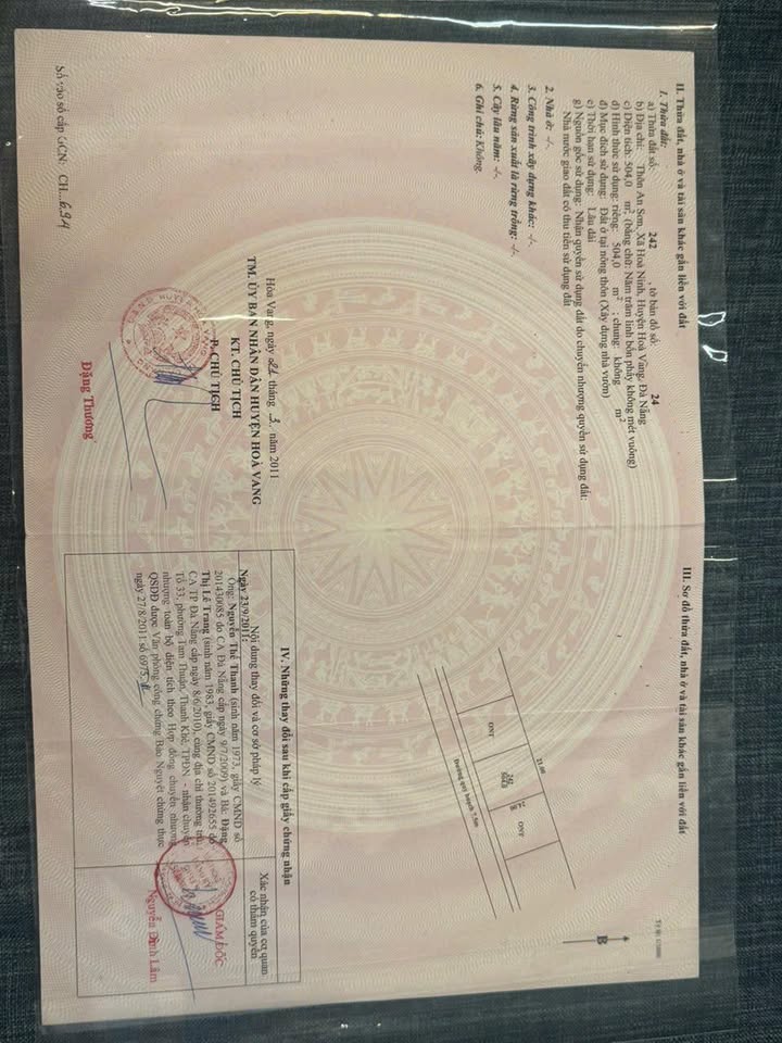 Đất vườn Hòa Ninh Hòa Vang 504m² 4.536 tỷ - Sổ đỏ